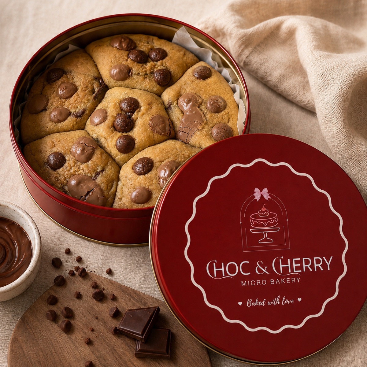 Classic Nutella & Chocolate Cookie Tin from Choc & Cherry