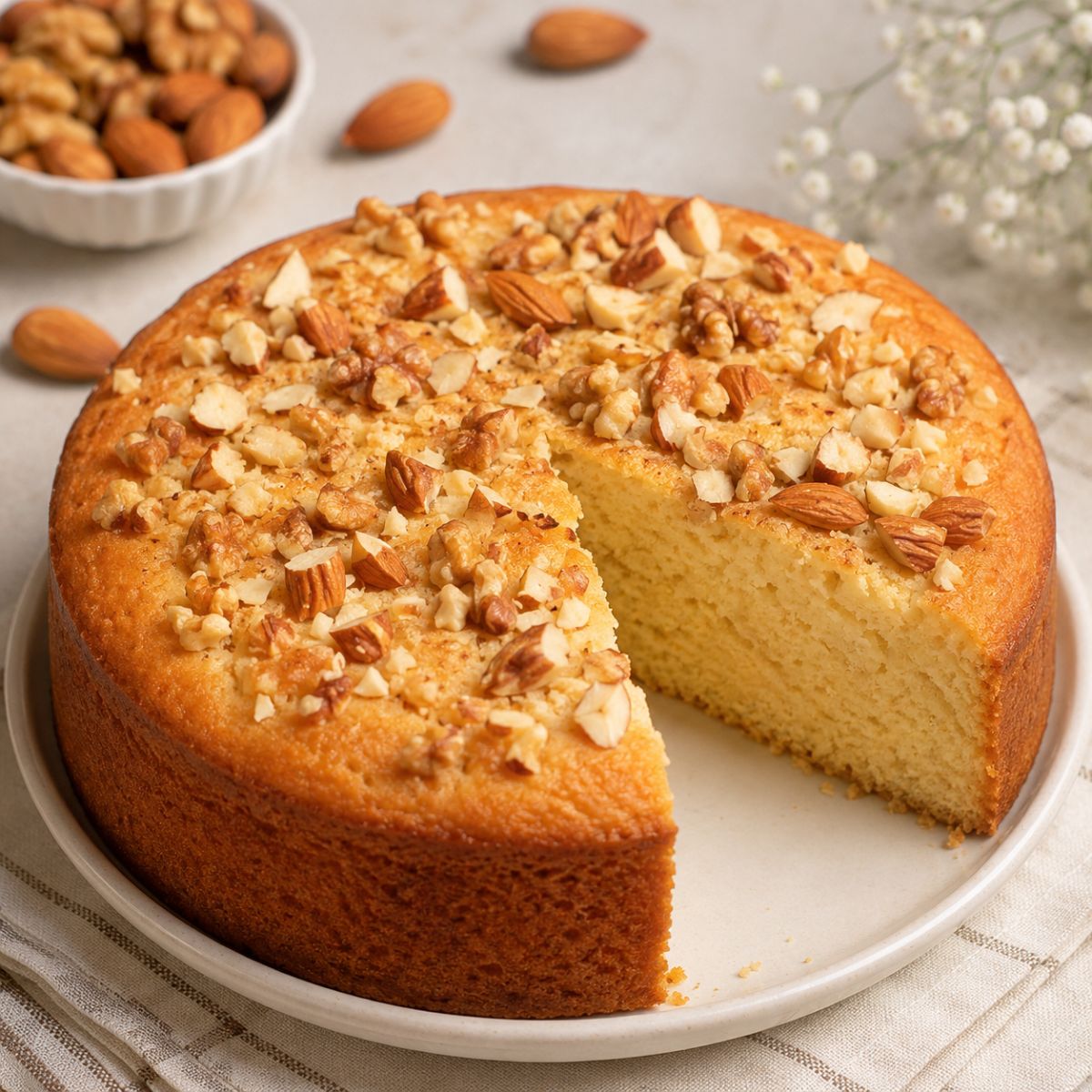 Plain Nutty Tea Cake (Vanilla with nuts) from Choc & Cherry