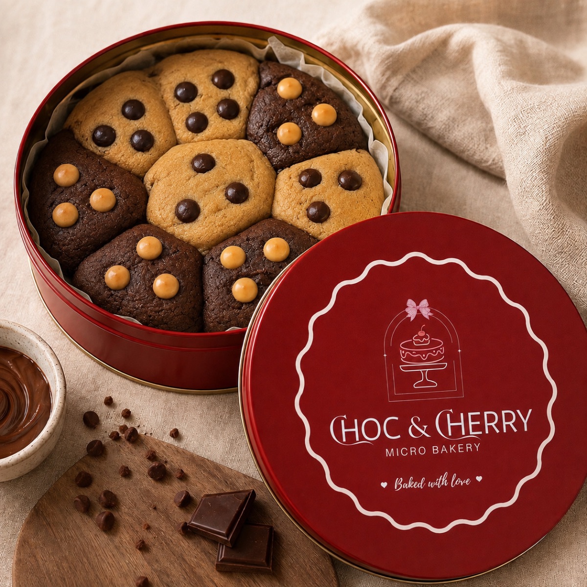 Half & Half Chocolate Cookie Tin from Choc & Cherry