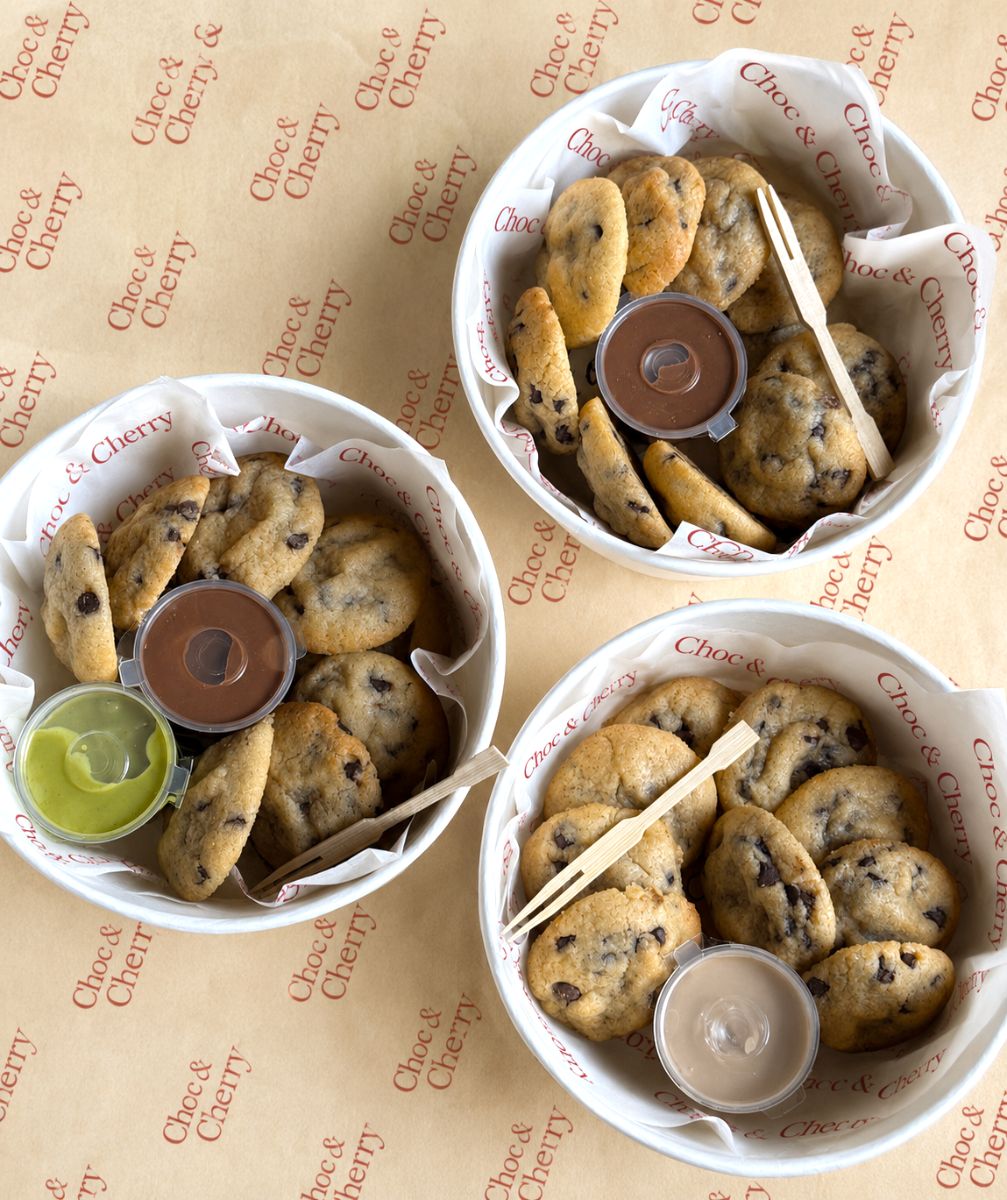 Mini Choco Chip Cookies with Dips from Choc & Cherry